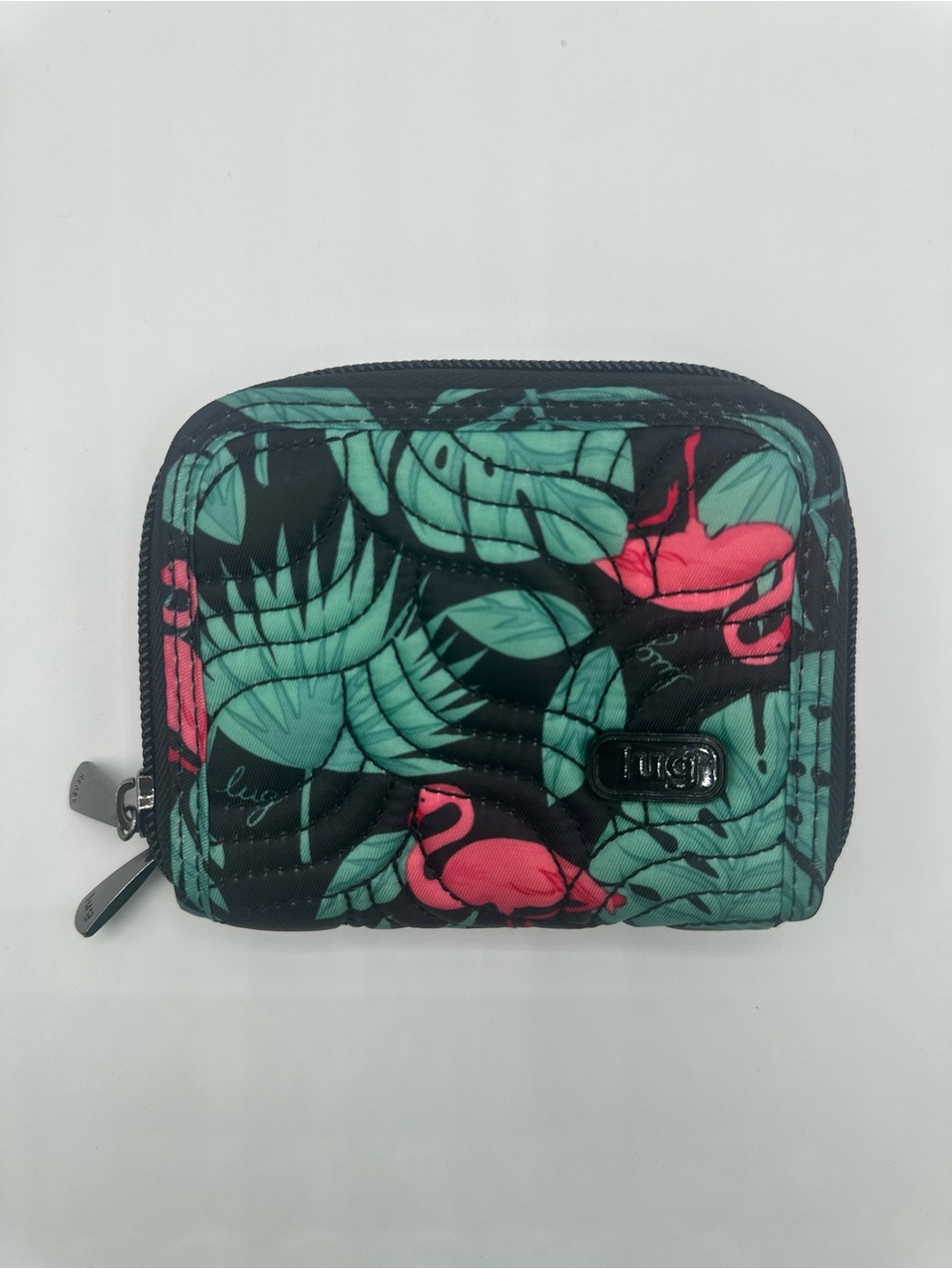 LUG Splits Wallet Quilted Accordion Double Zip RFID Wallet Flamingo Design
